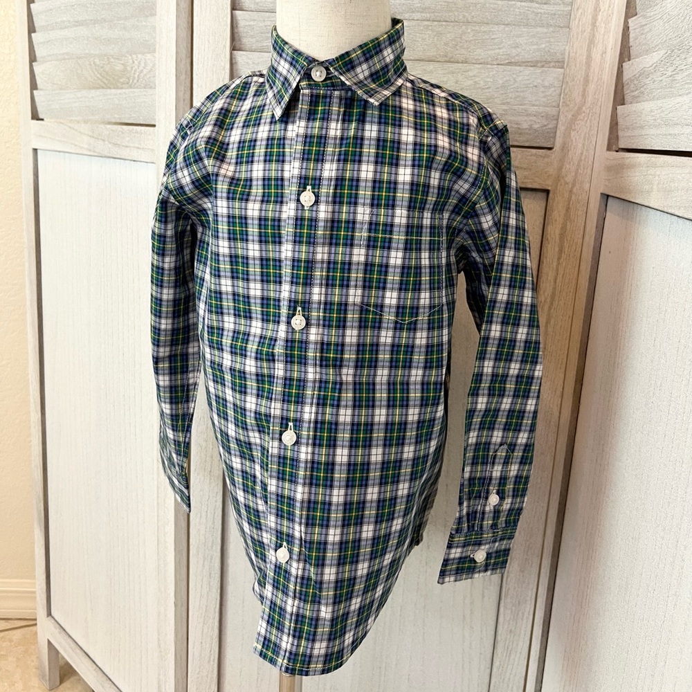 NWT Janie & Jack Toddler Boy ButtonDown Shirt | Size 3 | 100% Cotton | BLU & GRN
